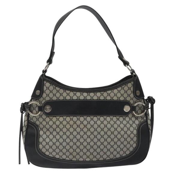 CELINE Macadam Canvas Shoulder Bag Gray Silver - Picture 3 of 13